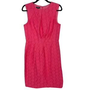 Worth New York 4 Pink Textured Sleeveless Sheath Dress Pleated Detail Pencil